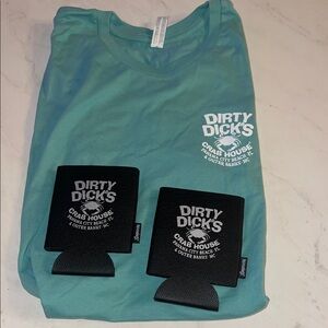 NEW Teal T-Shirt and Black Can Coolers Set